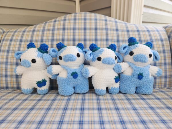 Large Blueberry Cow with Overalls - Image 3