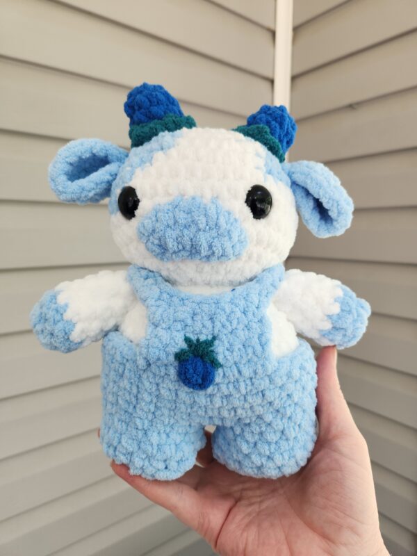 Large Blueberry Cow with Overalls - Image 2