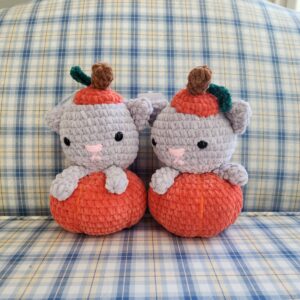 Grey Kitten in Pumpkin Plush