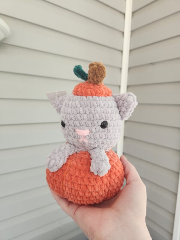 Grey Kitten in Pumpkin Plush - Image 2