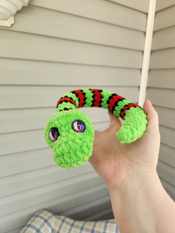 Green Snake Hatchling with Red Stripes - Image 2
