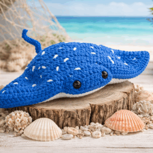 Large Blue Sting Ray with Two Small Sting Rays